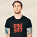 PRODUCT IMAGE: Gag On it! | Raunchy T-shirt for Horny Gay Oral Top Guys | Model wears Black shirt w/ typographic design