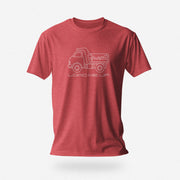 Load Me Up T-shirt | Raunchy T-shirt for Horny Gay Bottom Guys Who Crave Cum | Red Heather shirt with white line drawing of a dump truck