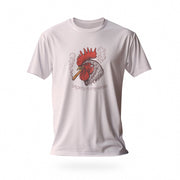 PRODUCT IMAGE: Smokin’ Cock Tee  | Funny, Raunchy T-shirt for Horny Gay Men | Ice Grey shirt with a vintage-style graphic of a rooster smoking a cigar