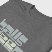 PRODUCT IMAGE: Balls Deep | Raunchy Tee for Horny Gay Guys who Like it Deeper | Closeup look at the Typographic design on Graphite Heather shirt