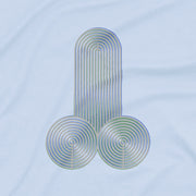PRODUCT IMAGE: Cock & Balls | NSFW Homo Erotic T-shirt | Abstract Geometric Design | A close-up detail of the graphic design on a Baby Blue shirt