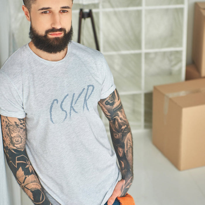 PRODUCT IMAGE | CSKR T-shirt from Pole & Hole | The texting (or sexting) abbreviation for cocksucker | Light gray Heather