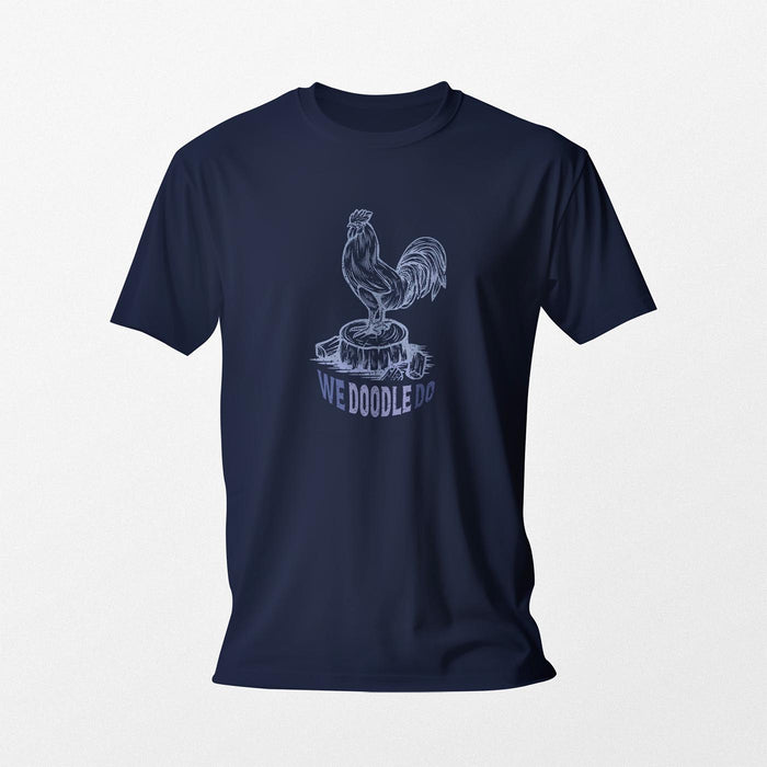 PRODUCT IMAGE: Cock We Doodle Do | Funny, Homo Erotic T-shirt, SFW for Horny Gay Men | Navy shirt