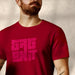 PRODUCT IMAGE: Gag On it! | Raunchy T-shirt for Horny Gay Oral Top Guys | Model wears Cardinal shirt w/ typographic design