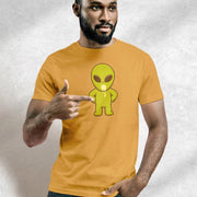 Product image: Invasion of the Load Chasers T-shirt | Alien Cum Dump Shirt for Hungry, Thirsty, Horny Gay Guys | Mustard