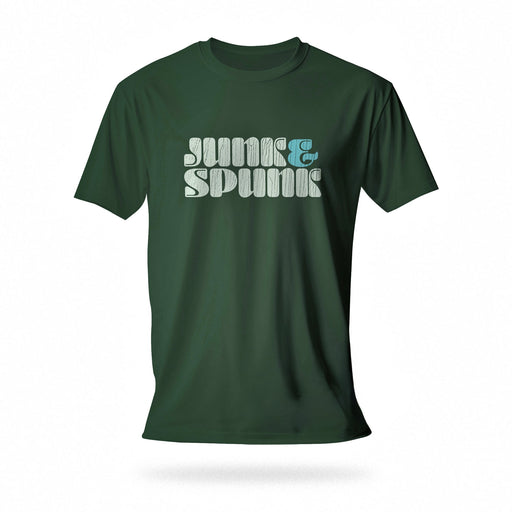 PRODUCT IMAGE: Junk & Spunk T-shirt | Raunchy Tees for Horny Gay Guys who like cock and cum | Forest Green shirt