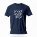 PRODUCT IMAGE: Shoot Loads Not Guns | Conscious and Raunchy T-shirt for Guys into Cum | Navy Blue tee with typographic design