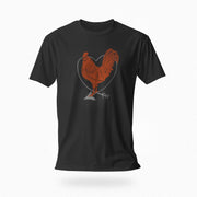 PRODUCT IMAGE: I Love Cock | SFW Raunchy T-shirt for Horny Gay Guys who Love Cock | Black shirt with rooster and heart graphic 