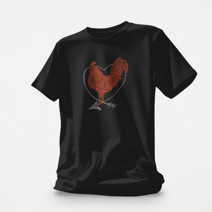 PRODUCT IMAGE | I Love Cock T-shirt from Aloe & Hole | The rooster symbolizes penis | Black