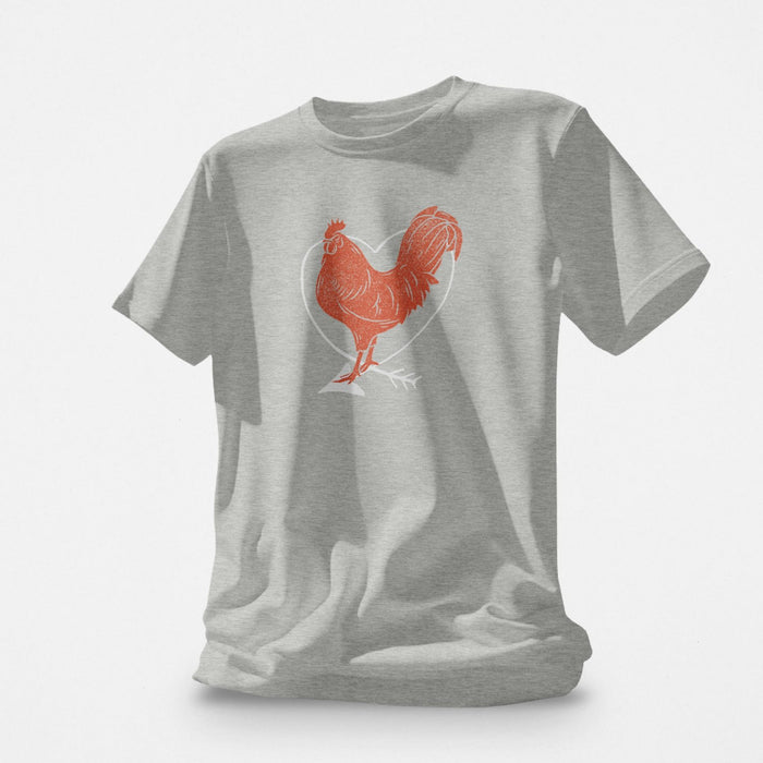 PRODUCT IMAGE | I Love Cock T-shirt from Aloe & Hole | The rooster symbolizes penis | Light Gray Heather