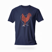 PRODUCT IMAGE: I Love Cock | SFW Raunchy T-shirt for Horny Gay Guys who Love Cock | Navy shirt with rooster and heart graphic 