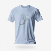 Baby Blue Nosh T-shirt featuring close-up, detailed views of an abstract homoerotic graphic illustration.