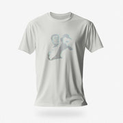 Silver Nosh T-shirt featuring close-up, detailed views of an abstract homoerotic graphic illustration.