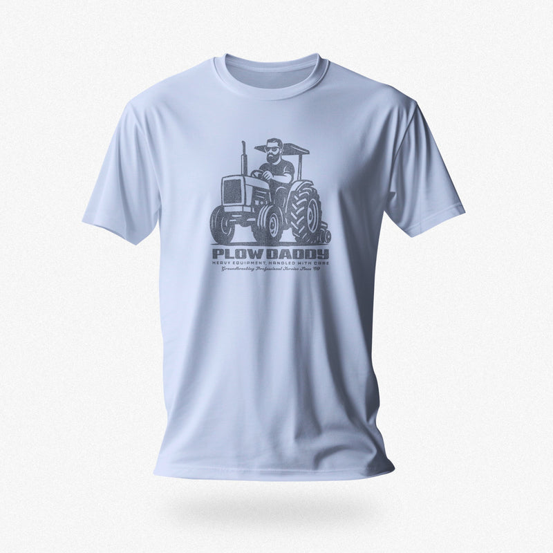 PRODUCT IMAGE: Plow Daddy T-shirt | Raunchy Gay Farmer Tee for Horny Men Who Love Heavy Equipment | Baby Blue shirt