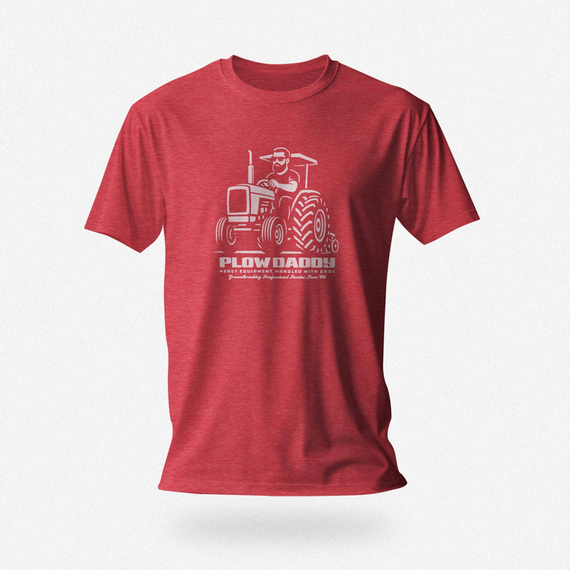 PRODUCT IMAGE: Plow Daddy T-shirt | Raunchy Gay Farmer Tee for Horny Men Who Love Heavy Equipment | Red Heather shirt