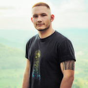Male model stands atop a hill overlooking a valley | wearing black 'Pretty Penis' Shirt | Raunchy Tees for Horny Gay Guys Who Love Big Cock | Big Dick Energy | Homoerotic, Queer AF | Beautiful Boner