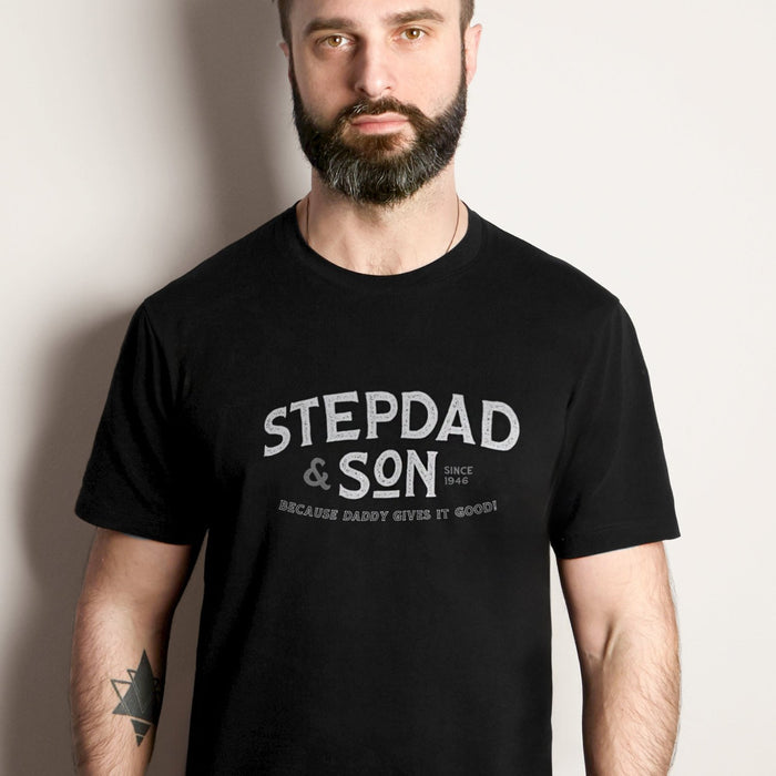 PRODUCT IMAGE: Stepdad & Son T-shirt | Hot Gay Daddy and Younger (Adult) Male Relationship | Black