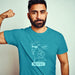 PRODUCT IMAGE: Throat Goat | Funny, Raunchy T-shirts for Horny Gay Men w/ Oral Skills | Model with Aqua shirt