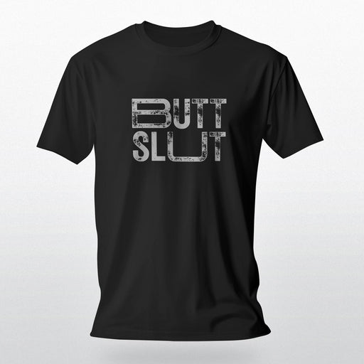 Raw Butt Slut | NSFW Tee for Horny Gay Bottom Guys who Bareback | Black tee with typographic design