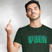 PRODUCT IMAGE: Fuck | Offensive NSFW T-shirt for Horny Gay Guys | Typographic Design | Model w/ Forest Green Shirt