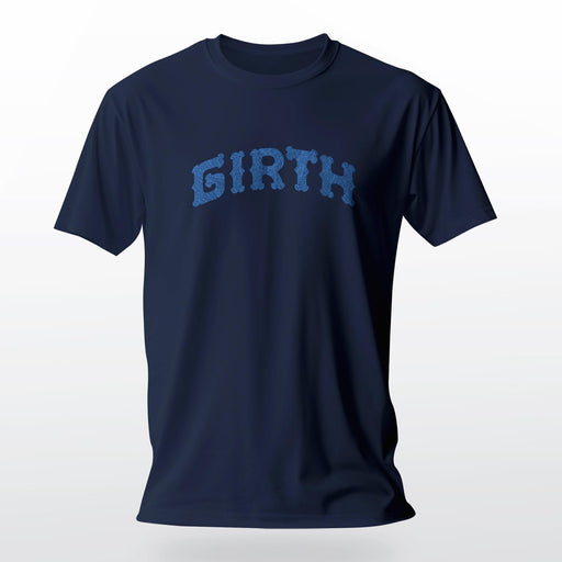 PRODUCT IMAGE: Girth Tee | Homo Erotic T-shirts for Gay Guys | Thick Cocks & Bears | Navy shirt with typographic design