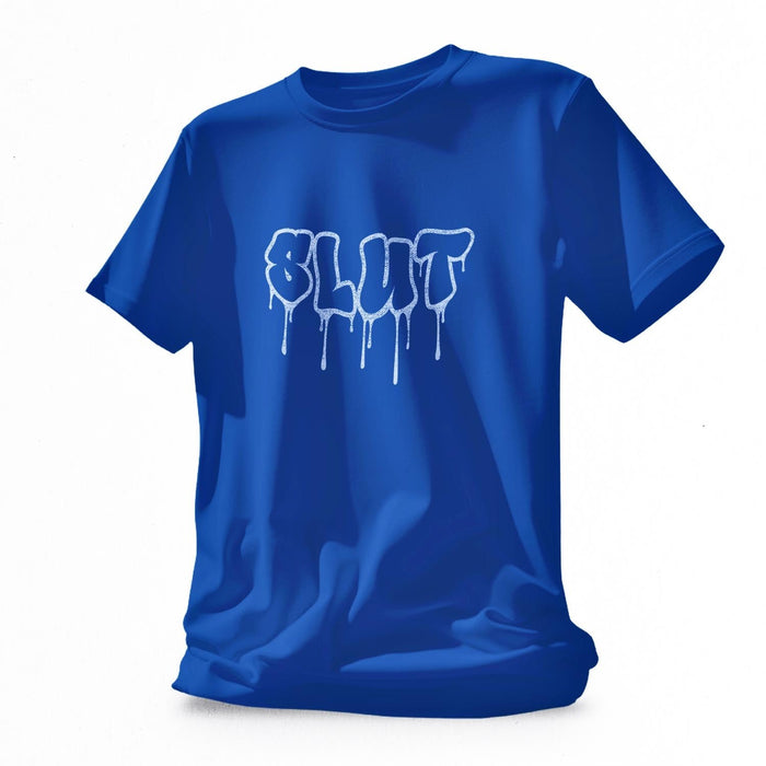 PRODUCT IMAGE: Cum Slut | Raunchy T-shirts for Horny Gay Men Who Love Cum | Royal Blue shirt