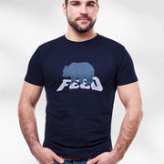 PRODUCT IMAGE: Feed | Hungry Gay Bear Shirt (Cubs and Otters, Too) | Model wears Navy shirt