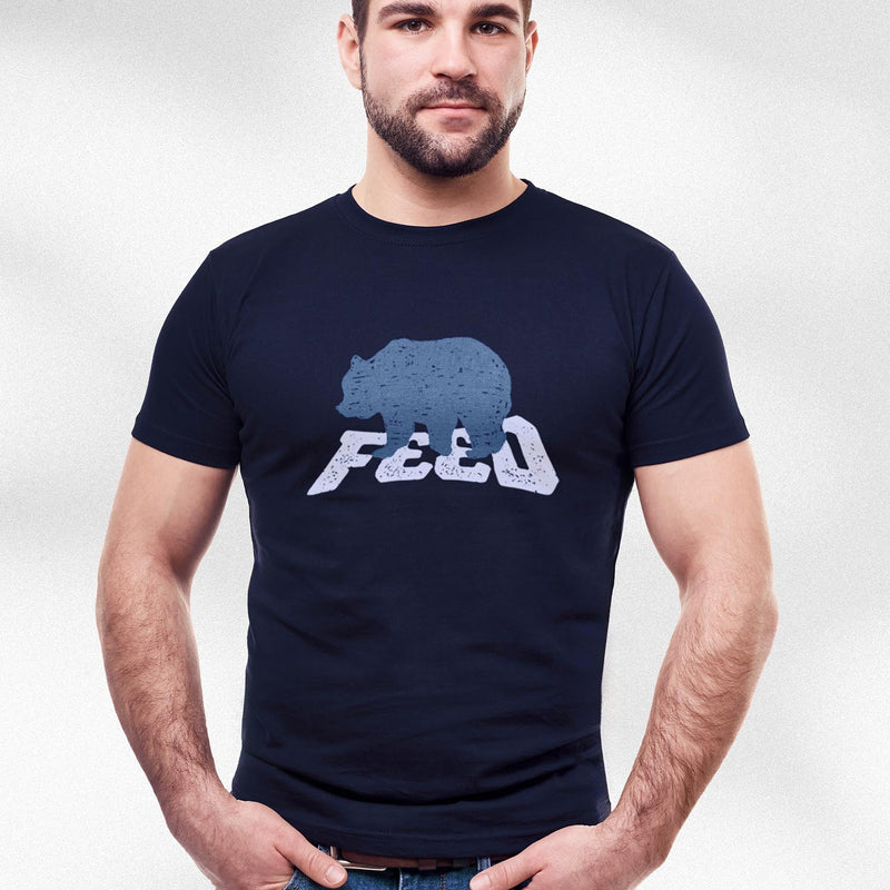 PRODUCT IMAGE: Feed | Hungry Gay Bear Shirt (Cubs and Otters, Too) | Model wears Navy shirt