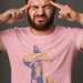 PRODUCT IMAGE: Mr. Big | NSFW Homo Erotic T-shirt of Bearded Dom Top Daddy | Model w/ pink shirt