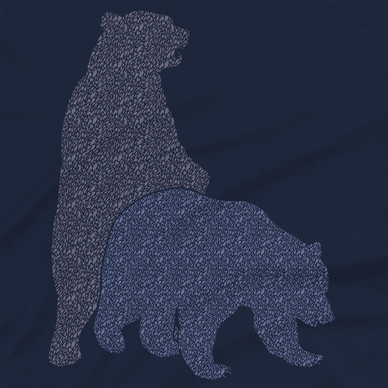 PRODUCT IMAGE: Bear Back | Raunchy T-shirt for Gay Bears, Cubs, Otters who Bareback | Pattern-shaped bears humping on Navy shirt
