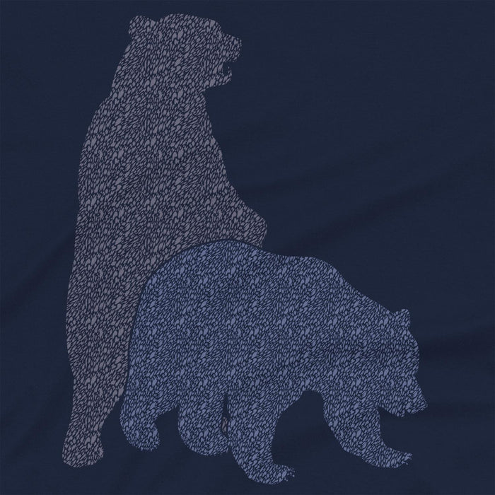 PRODUCT IMAGE: Bear Back | Raunchy T-shirt for Gay Bears, Cubs, Otters who Bareback | Pattern-shaped bears humping on Navy shirt