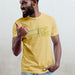 Discreetly Raunchy T-shirt for Horny Gay Bottom Guy | Model with Yellow shirt