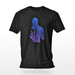 PRODUCT IMAGE: Gas Mask | Fetish T-shirt for Gay Guys into BDSM Kink | Black shirt w/ electro blue, halftone graphic