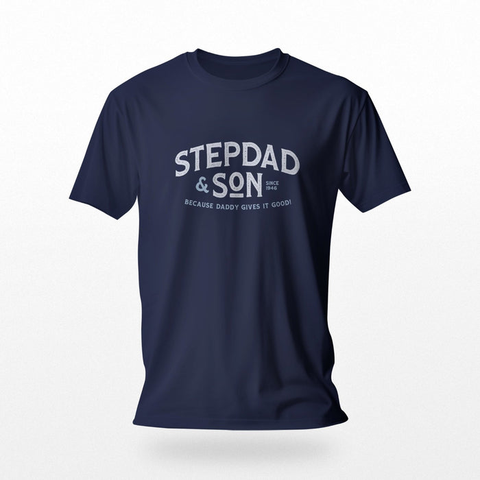 PRODUCT IMAGE: Stepdad & Son T-shirt | Hot Gay Daddy and Younger (Adult) Male Relationship | Navy Blue