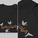 PRODUCT IMAGE: Swallows | Discreetly Raunchy, Gay T-shirt from Pole & Hole | Close-up details of black shirt