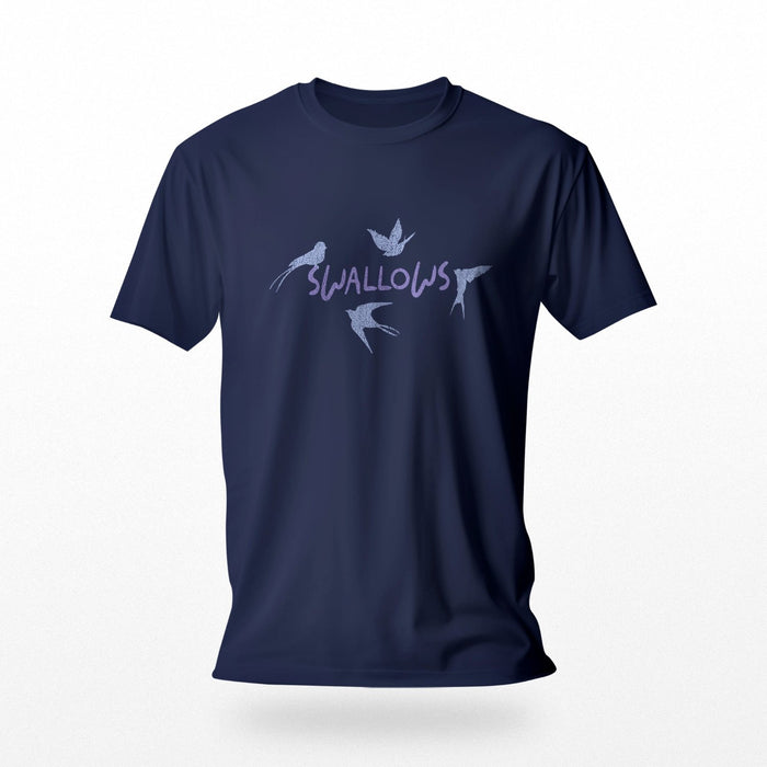 PRODUCT IMAGE: Swallows | Discreetly Raunchy, Gay T-shirt from Pole & Hole | Navy