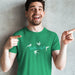 PRODUCT IMAGE: Swallows | Discreetly Raunchy, Gay T-shirt from Pole & Hole | Model w/ Kelly Green Shirt