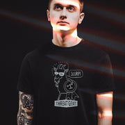PRODUCT IMAGE: Throat Goat | Funny, Raunchy T-shirts for Horny Gay Men w/ Oral Skills | Model with Black shirt